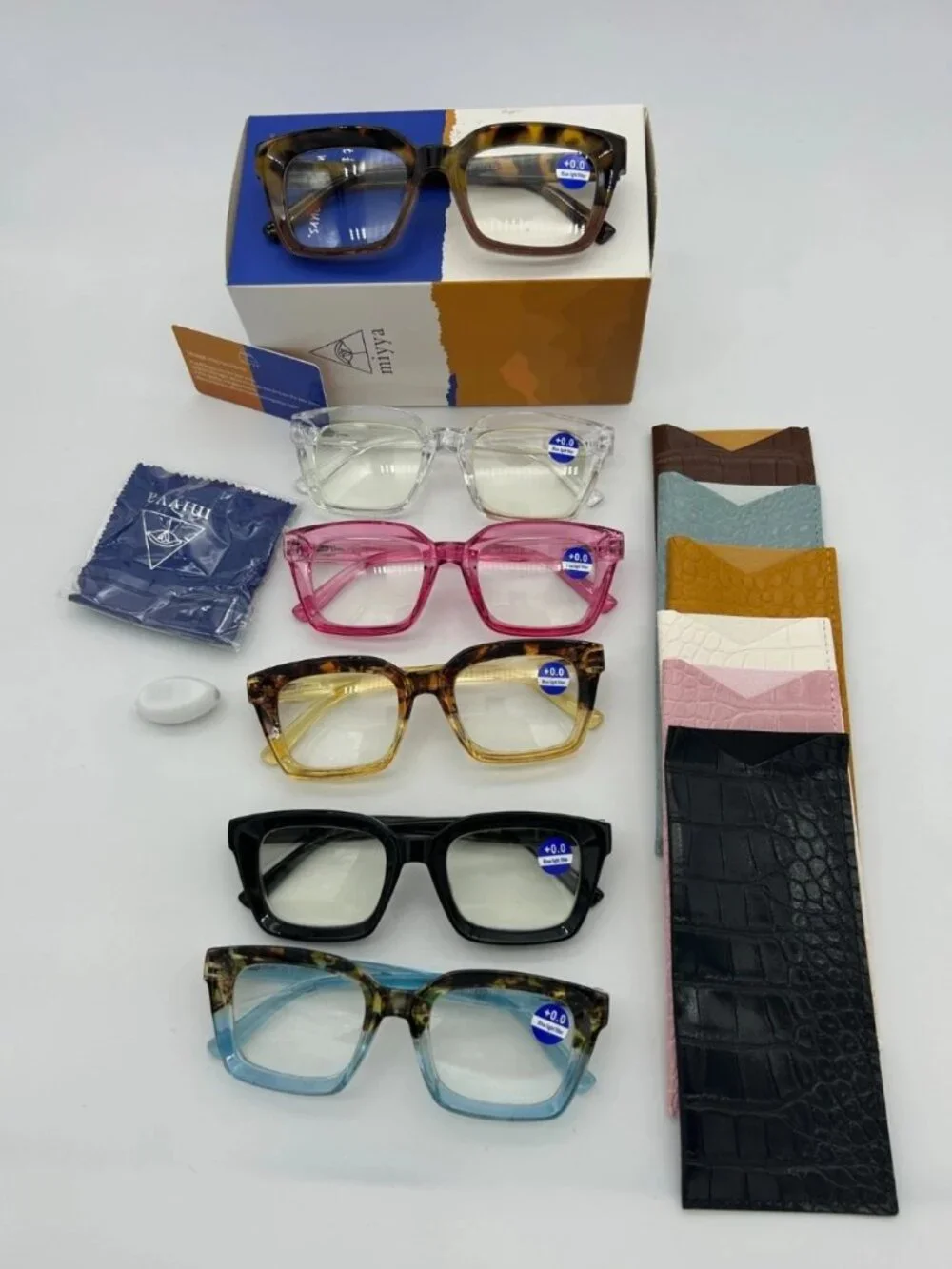 MIYYA 6-Pack Blue Light Blocking Glasses Oversized Fashion Eyeglasses for Women